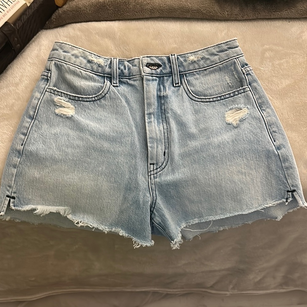 Show me your mumu blue Light Blue Denim Women's Shorts Arizona high waist NWOT - Picture 4 of 7